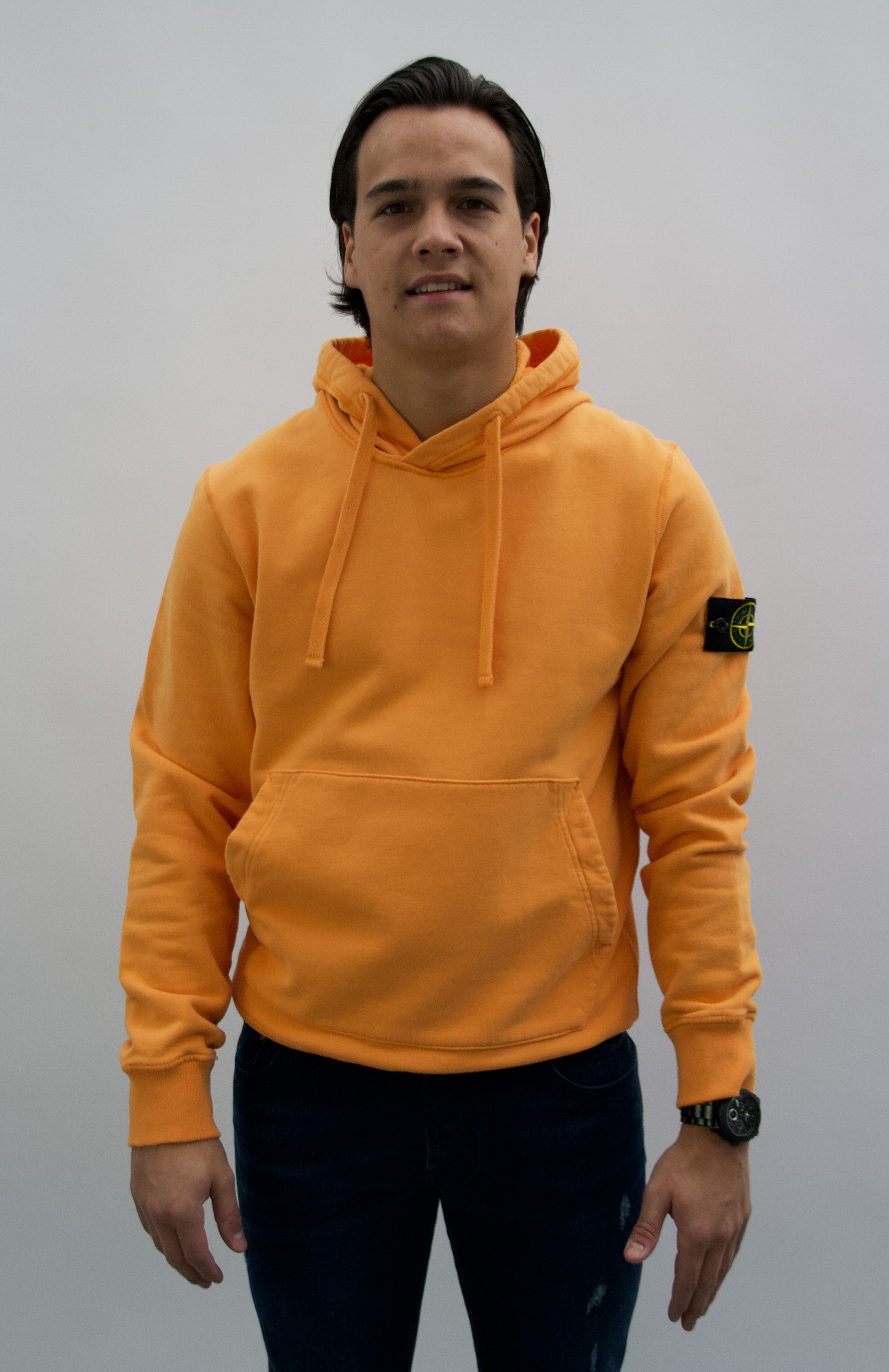 oranje stone island hoodie